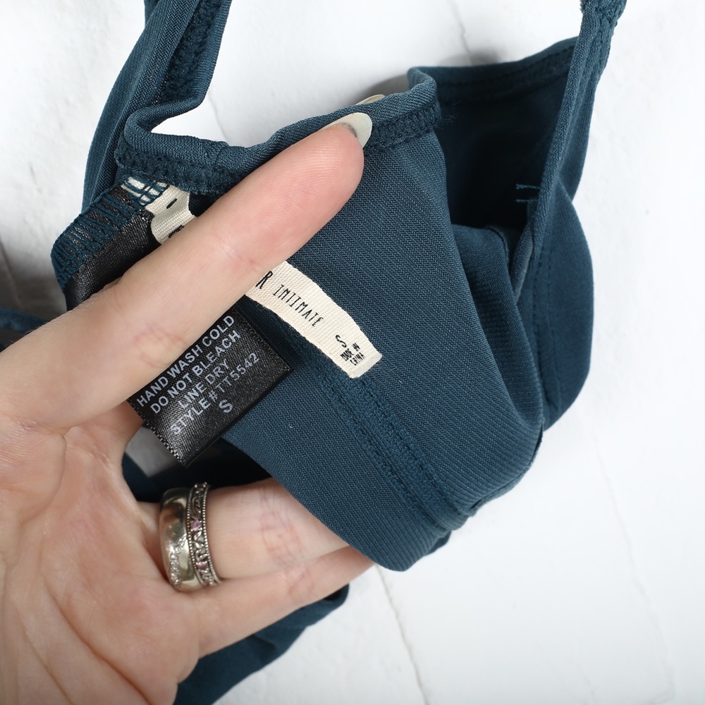 By Together Dark Blue Green Tie Front Bralette - Picture 6 of 8